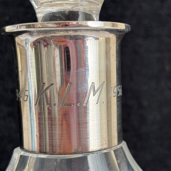 KLM Airlines Commemorative Decanter with Birks Sterling Collar AS IS - Picture 2 of 8